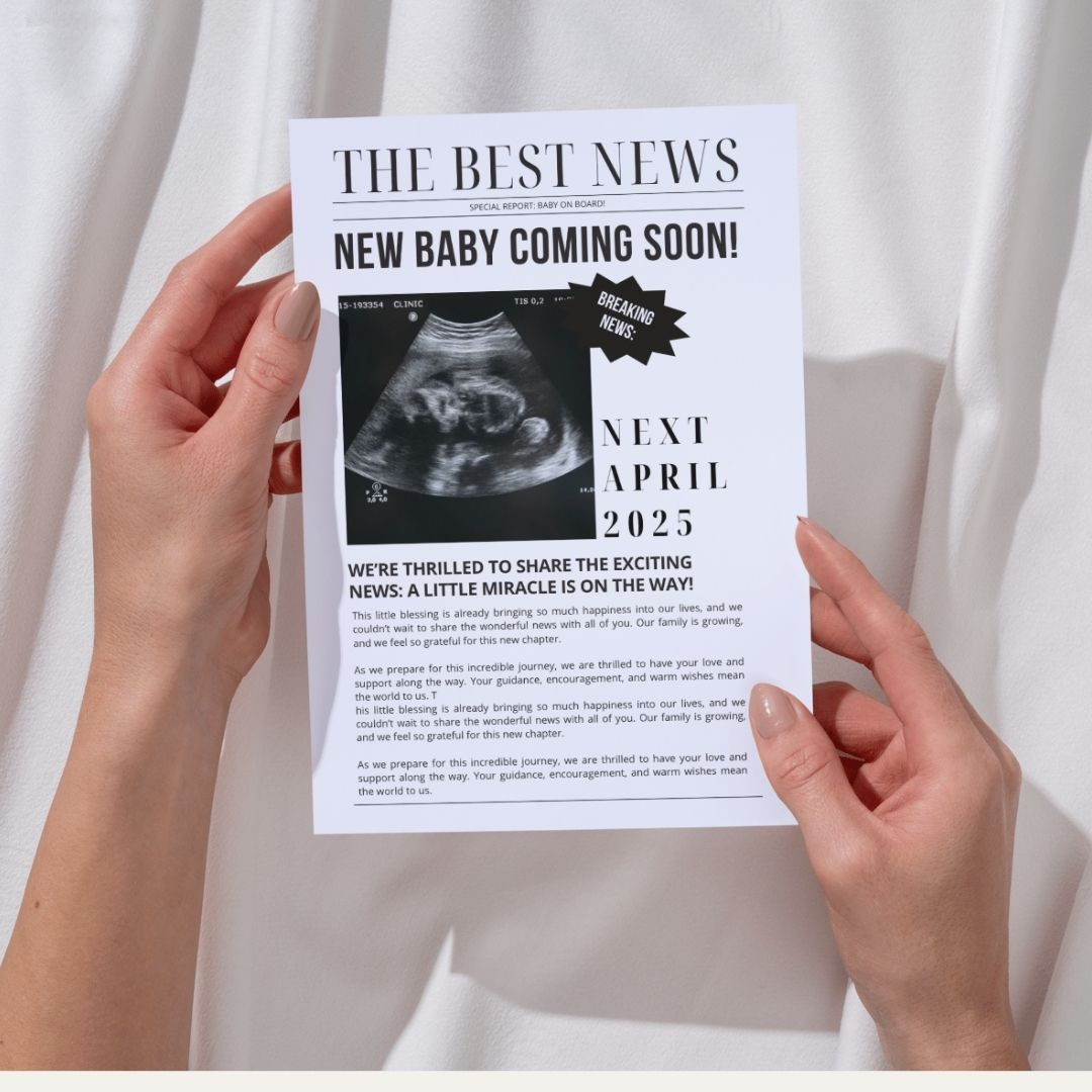 Baby Announcement Newspaper, Pregnancy announcement newspaper, Baby On the Way, newspaper baby, Canva Template, Editable, digital newspaper