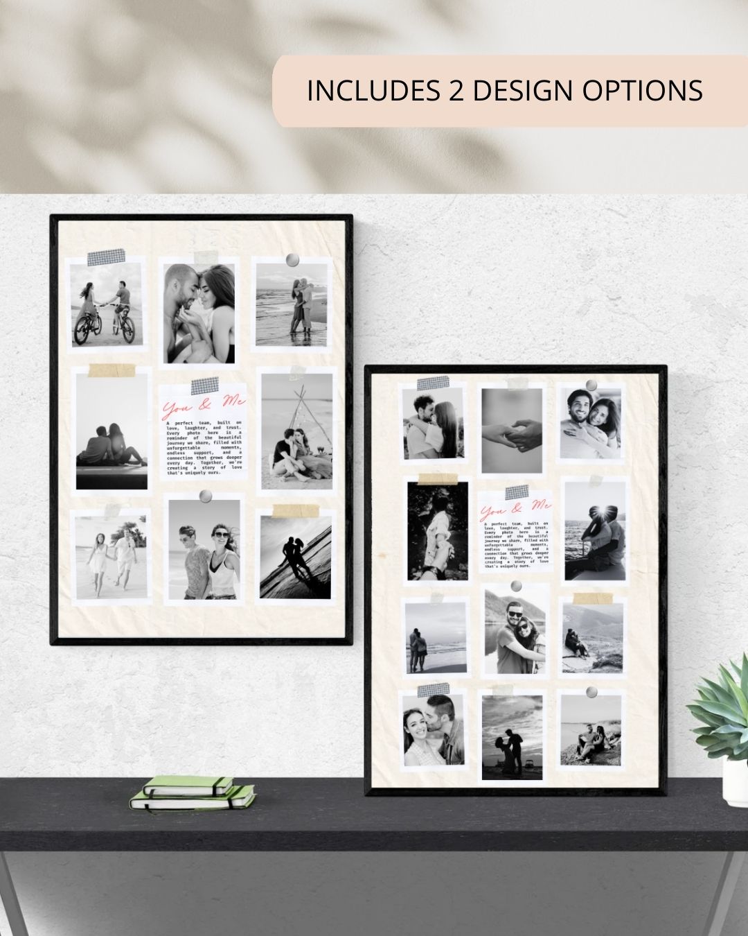 Valentine's Day Gift, Custom Polaroid Photo Collage, Editable Canva Template design, Instant Download, 1st Anniversary Gift for Boyfriend