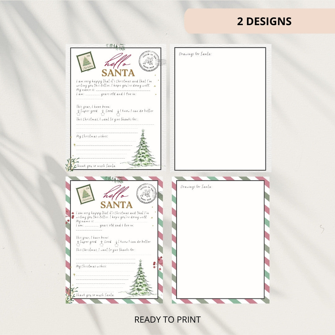 Letter to Santa, Kids Letter to Santa, Printable, Kids Christmas Wish List, Dear Santa, Santa Wish List, Easy To Print Instant Download