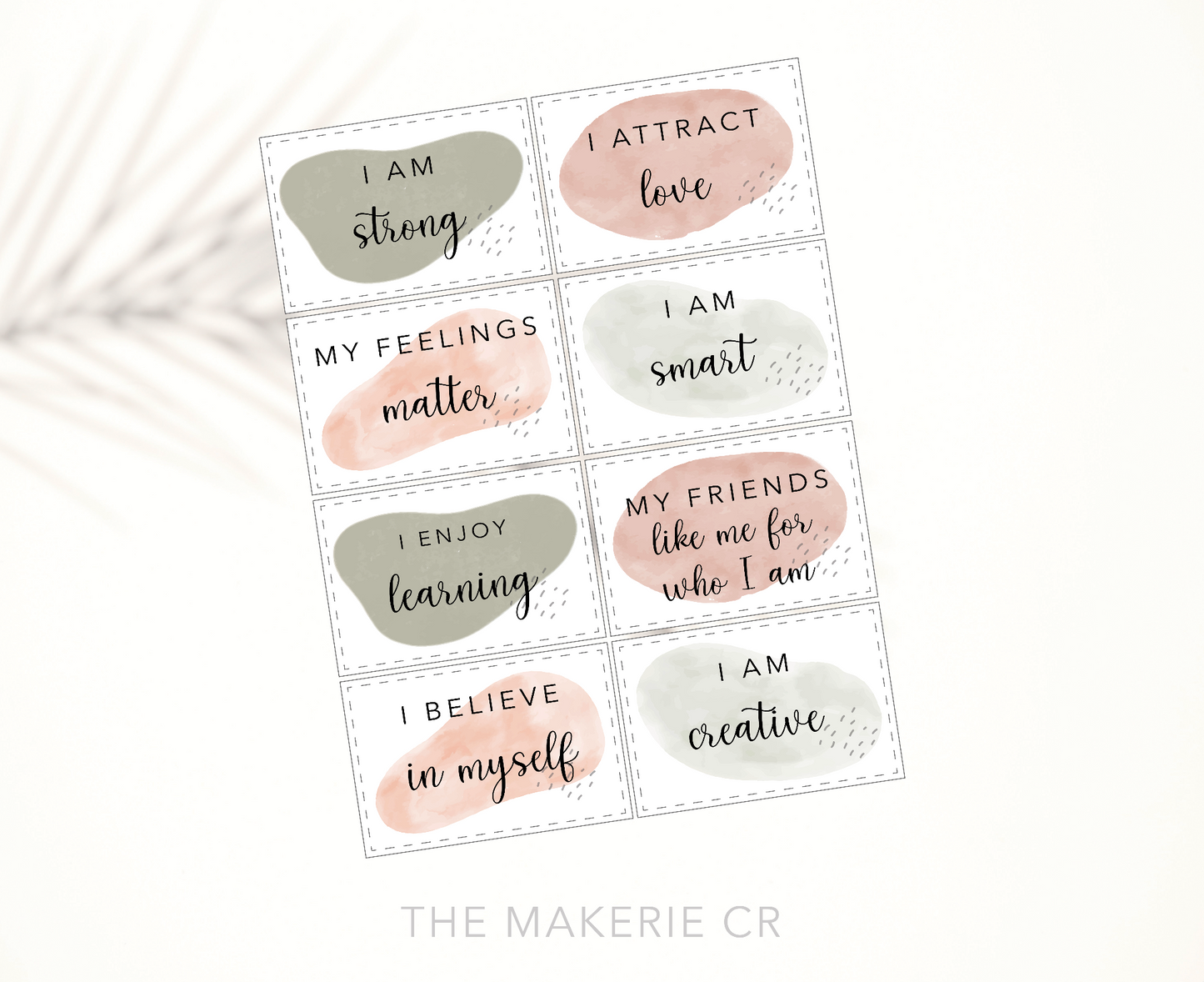 Digital template, Digital Printable PositiveAffirmations, SelfCare, SelfLove, TherapyTools, PrintableCards, confidence, selfcare