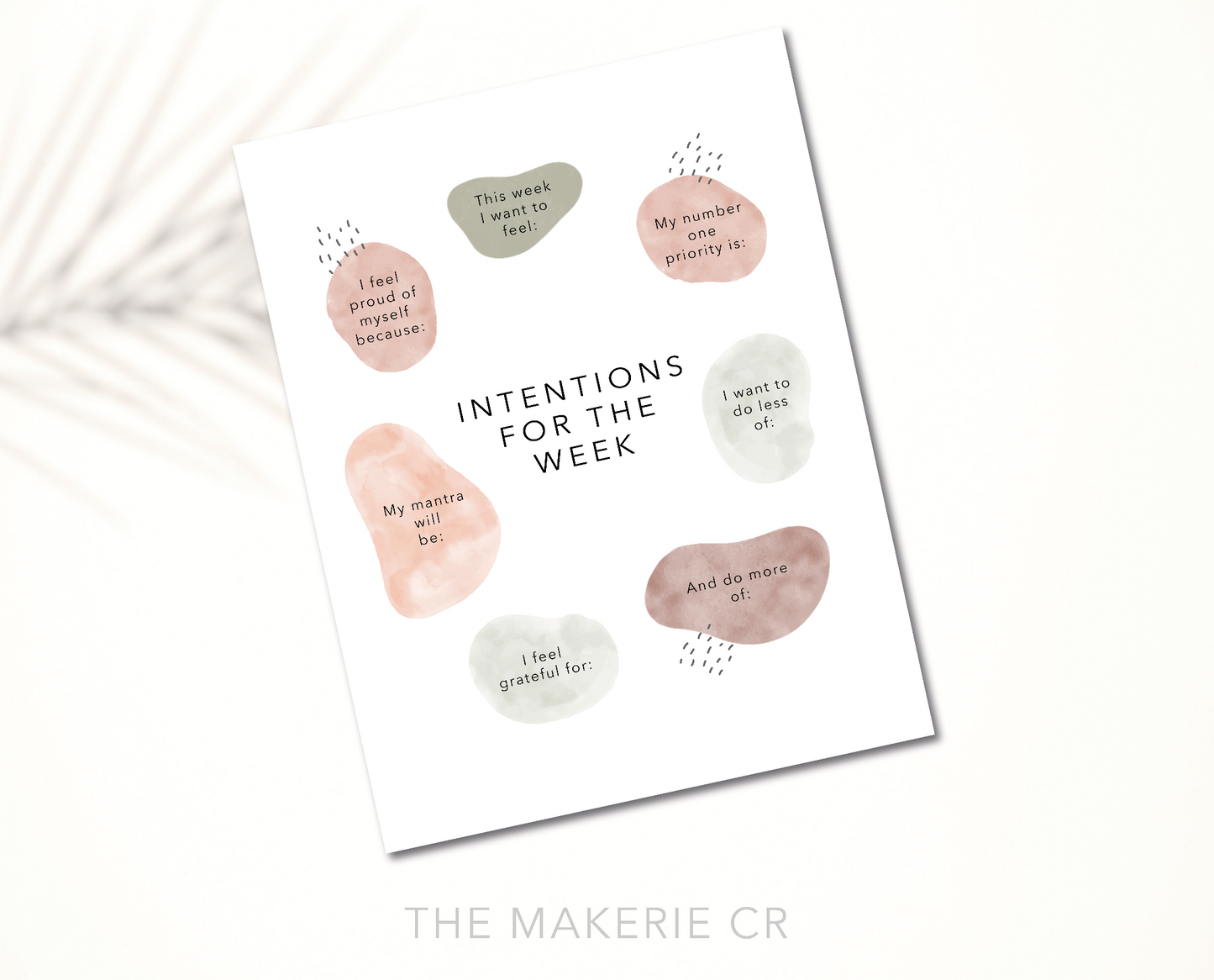 Digital Intentions for the week PDF Printable, Weekly plan - Intentions and Goals for the week - Printable Worksheet