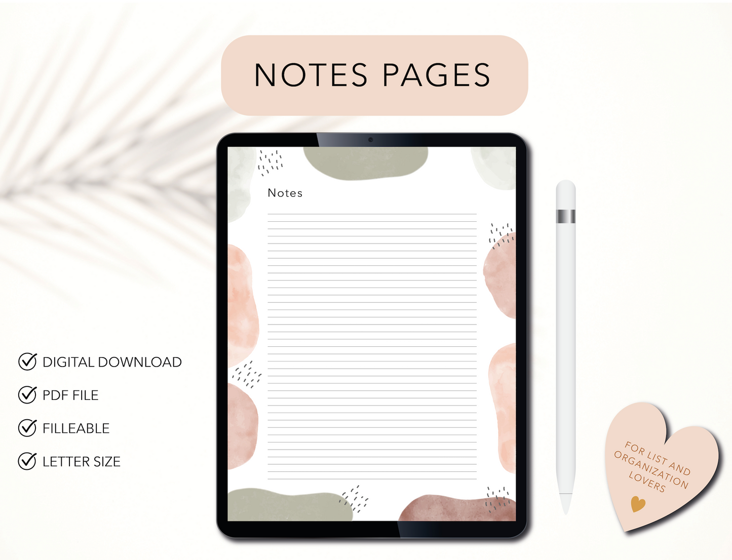 Notes List Template, Digital Planner, PDF #To-DoListTemplate #ProductivityTools #DigitalOrganization