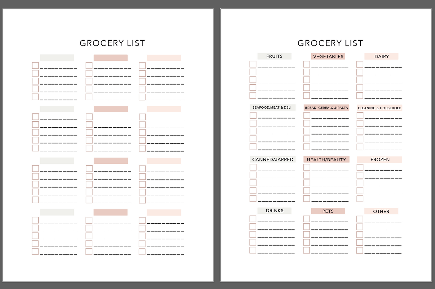 Grocery List Printable Template PDF #checklist #GroceryList #PrintableTemplate #ShoppingChecklist