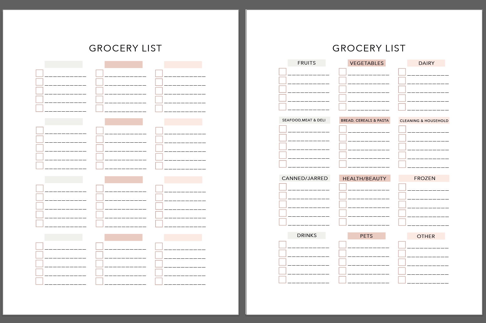 Grocery List Printable Template PDF #checklist #GroceryList #PrintableTemplate #ShoppingChecklist