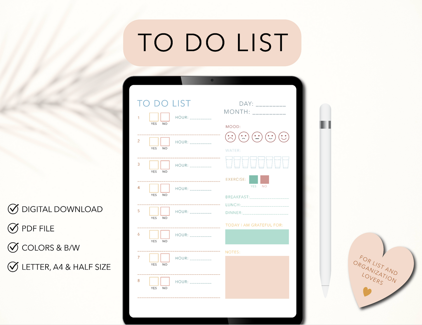 To Do List Printable, Simple Tasks List Template, #ToDoList #Productivity #PlannerPDF ; Abre una nueva pestaña