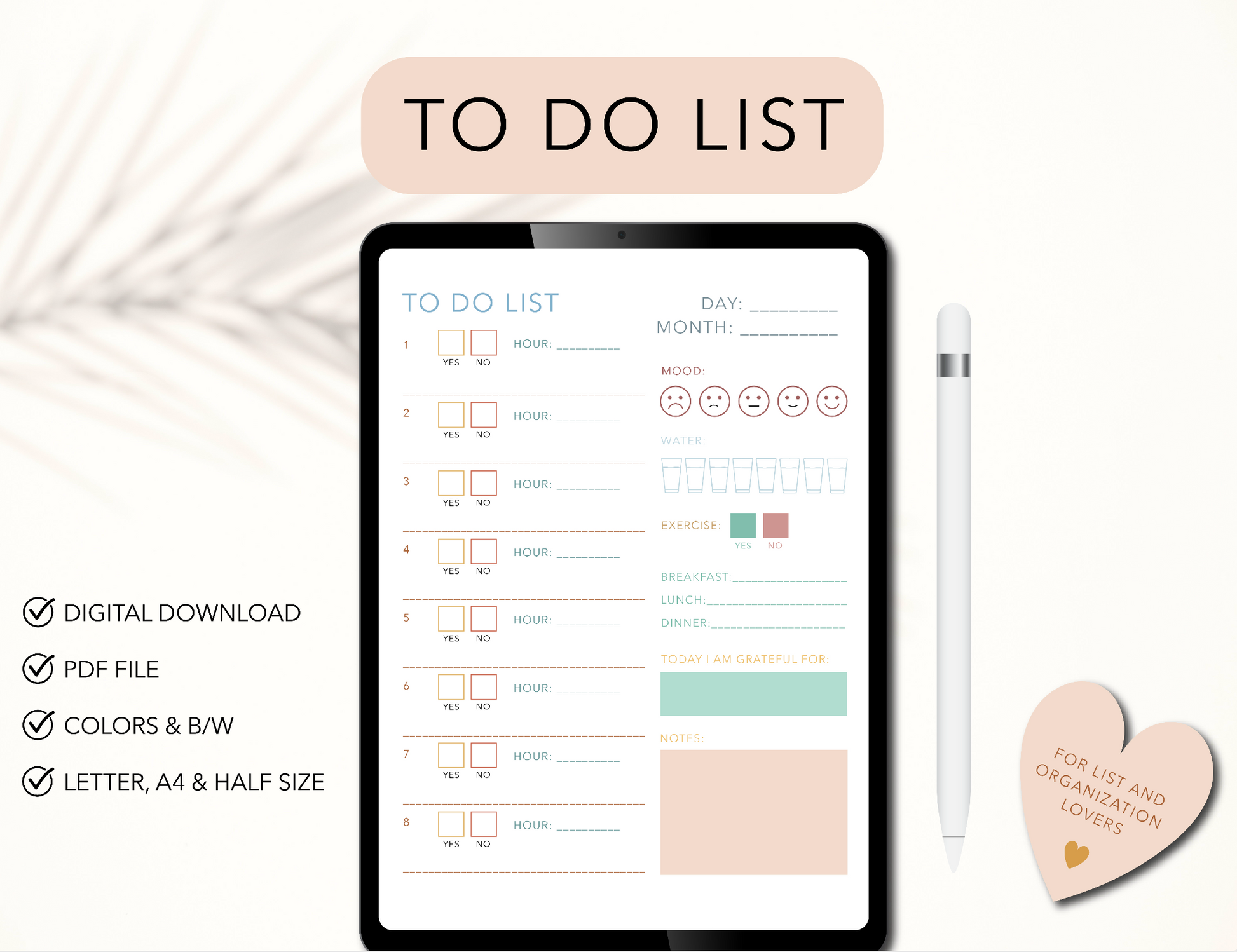 To Do List Printable, Simple Tasks List Template, #ToDoList #Productivity #PlannerPDF ; Abre una nueva pestaña