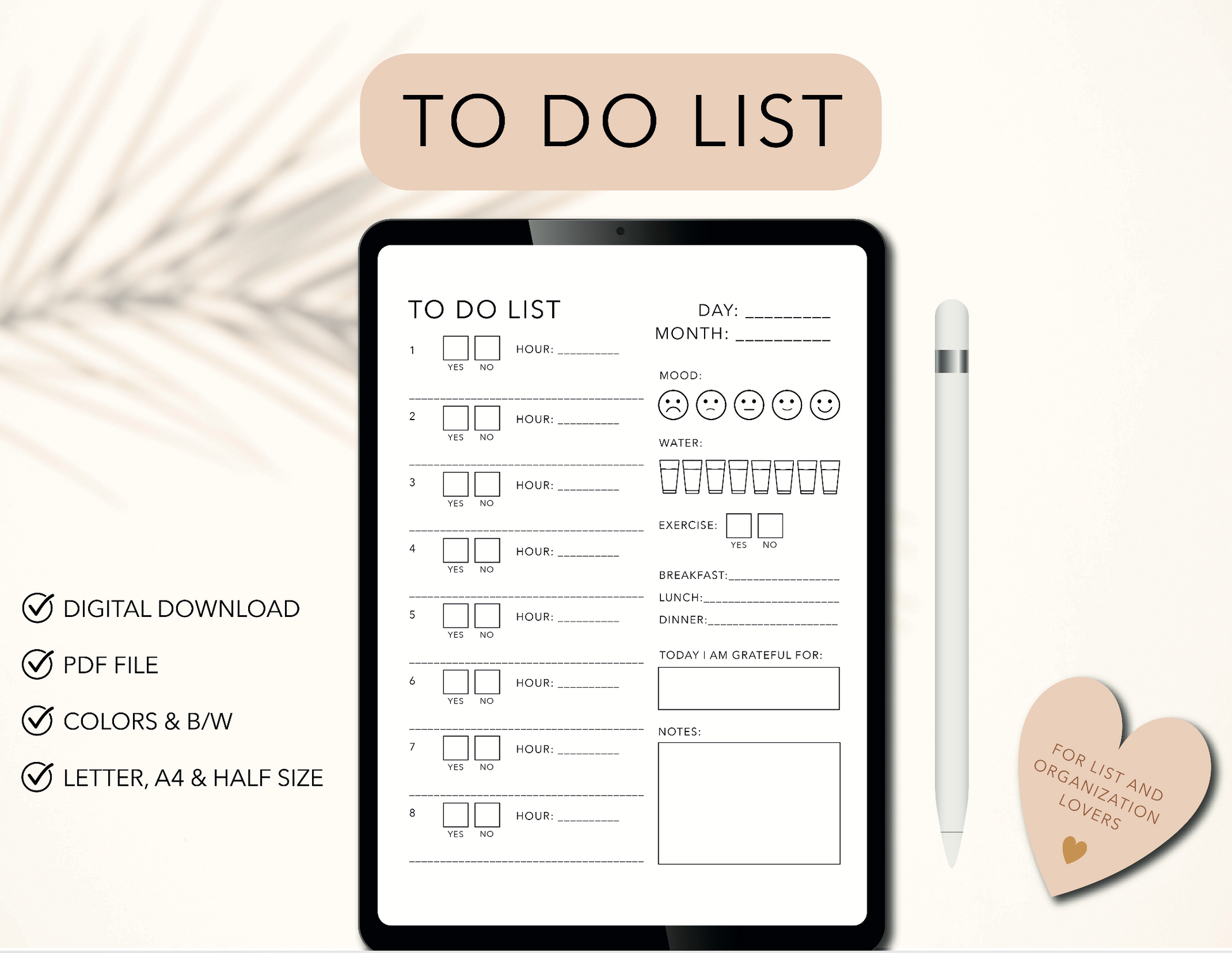 To Do List Printable, Simple Tasks List Template, #ToDoList #Productivity #PlannerPDF ; Abre una nueva pestaña