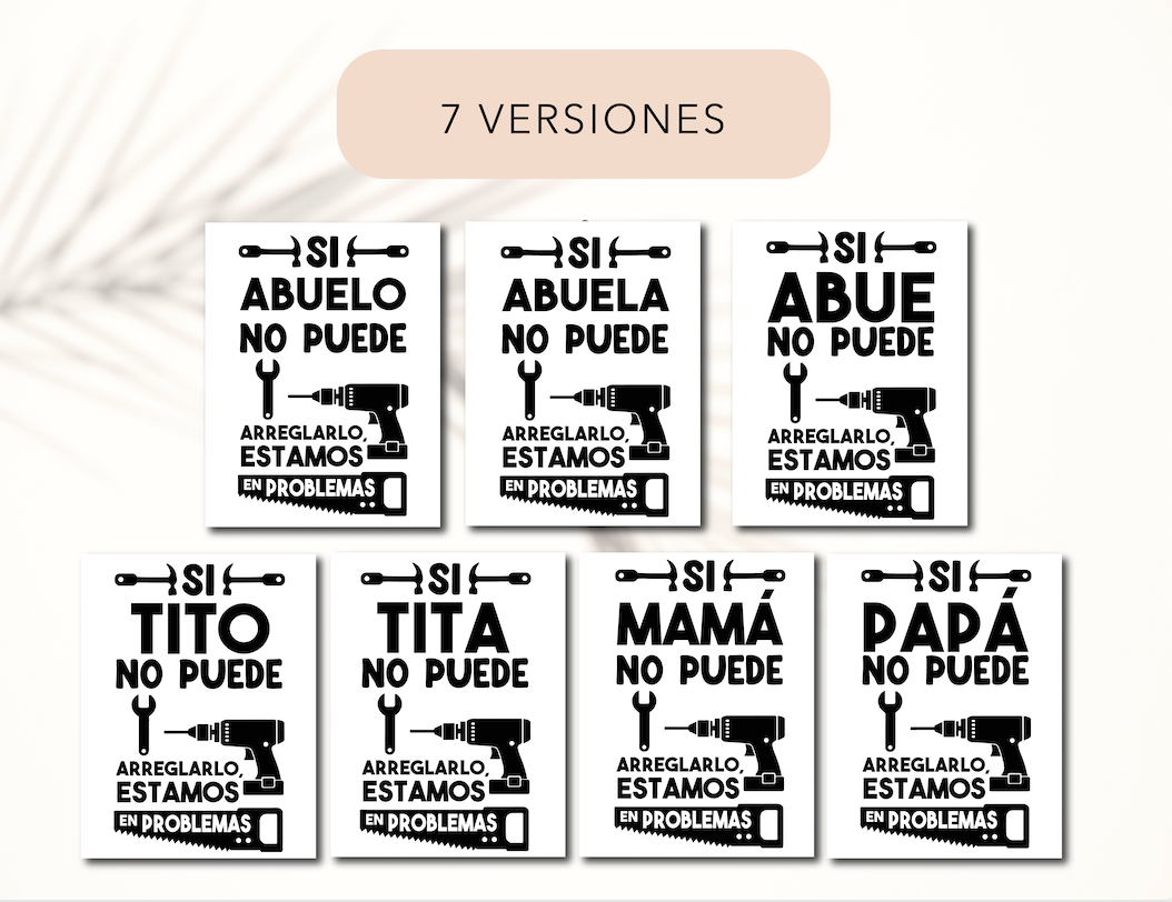 Si abue no puede arreglarlo, estamos en problemas. 7 versiones, PDF, JPG, PNG, Diseños de camisetas SVG, para Cricut, Archivos de corte de silueta, Clipart, Svg para camisas, Taza