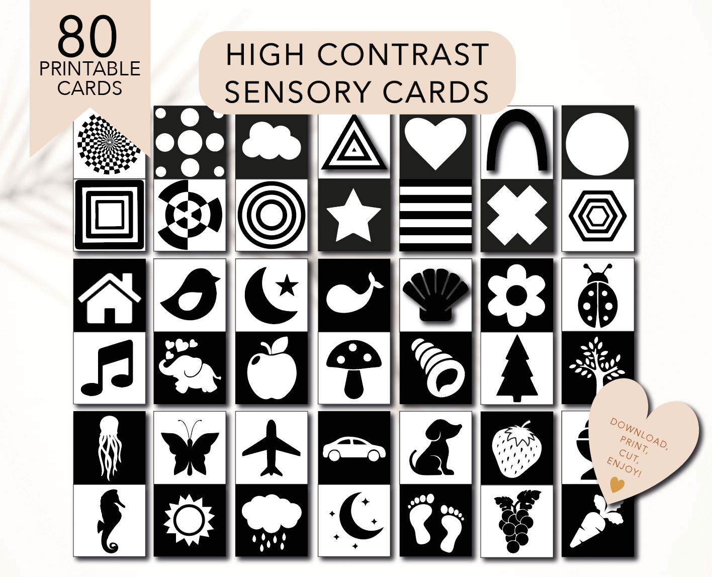 High Contrast Sensory Printable Cards for Baby