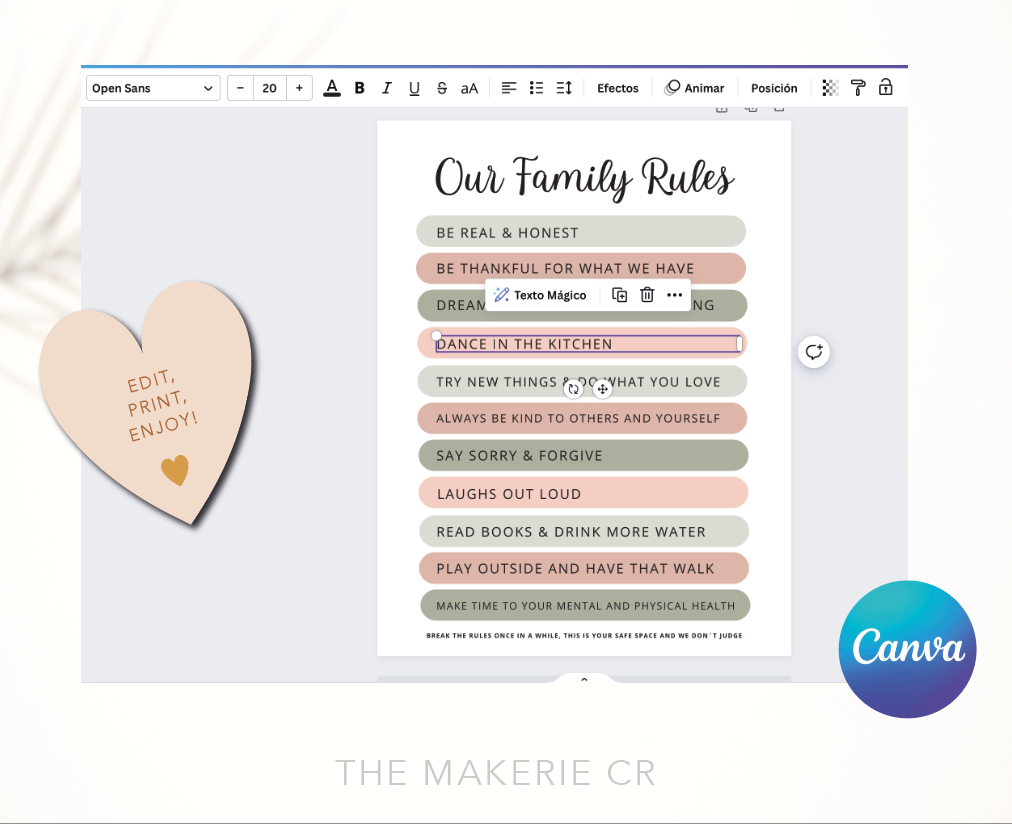 Family Rules Digital Download PDF Printable, EDITABLE on Canva, Family House Rules, Family values, Home decor, Customizable rules