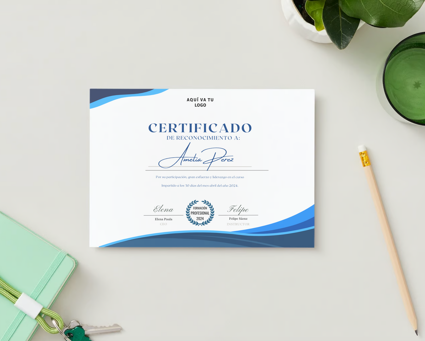 Certificado de participación, Plantilla de título, taller, clase, mentoría, certificado de asistencia, diseño editable en canva