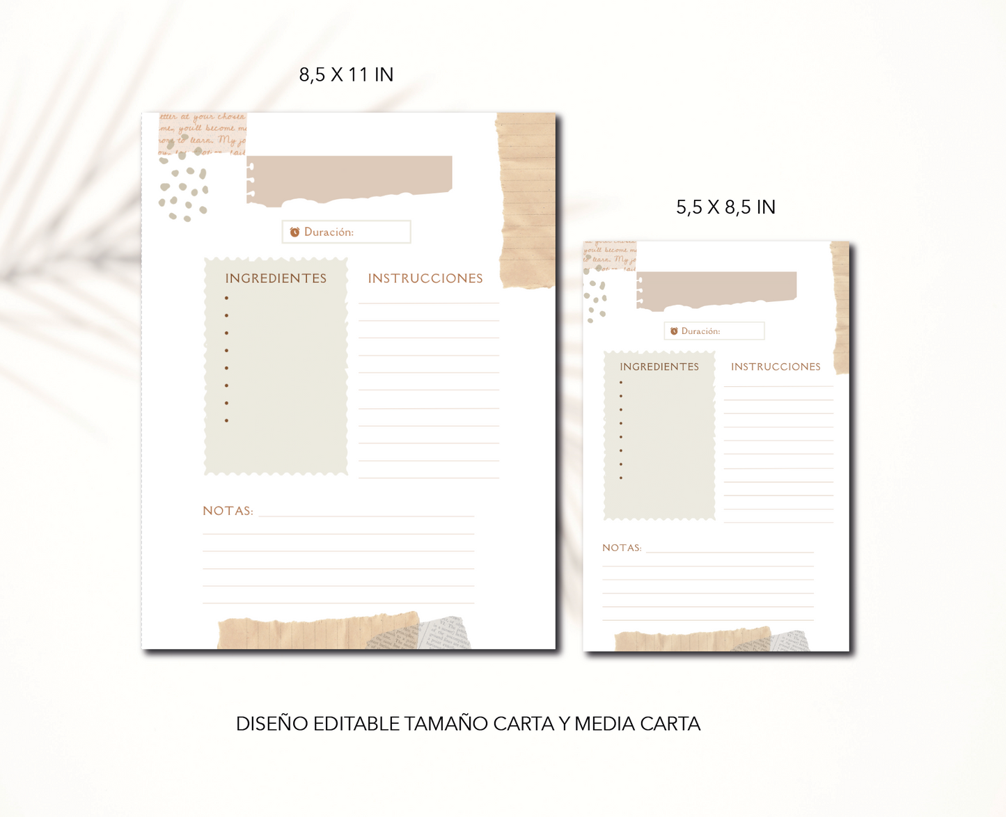 Libro Mis recetas, diseño digital editable en canva, recetario para imprimir