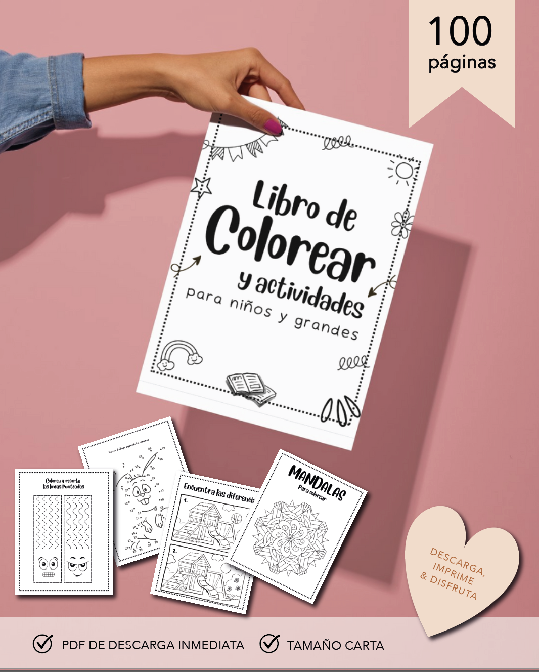 100 diseños para colorear para niños, plantillas imprimibles, actividades divertidas de educación en el hogar, dibujos para colorear para niños 