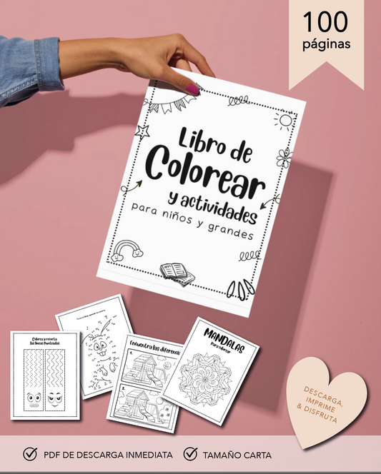 100 diseños para colorear para niños, plantillas imprimibles, actividades divertidas de educación en el hogar, dibujos para colorear para niños 