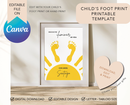 Editable Printable design to personalize with your child's footprintsEditable Printable design to personalize with your child's footprints