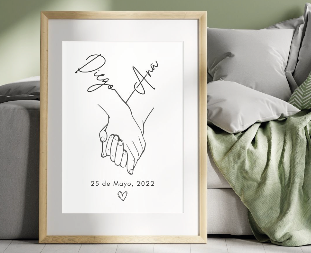 Hands Personalized with names Printable Template Anniversary Gift