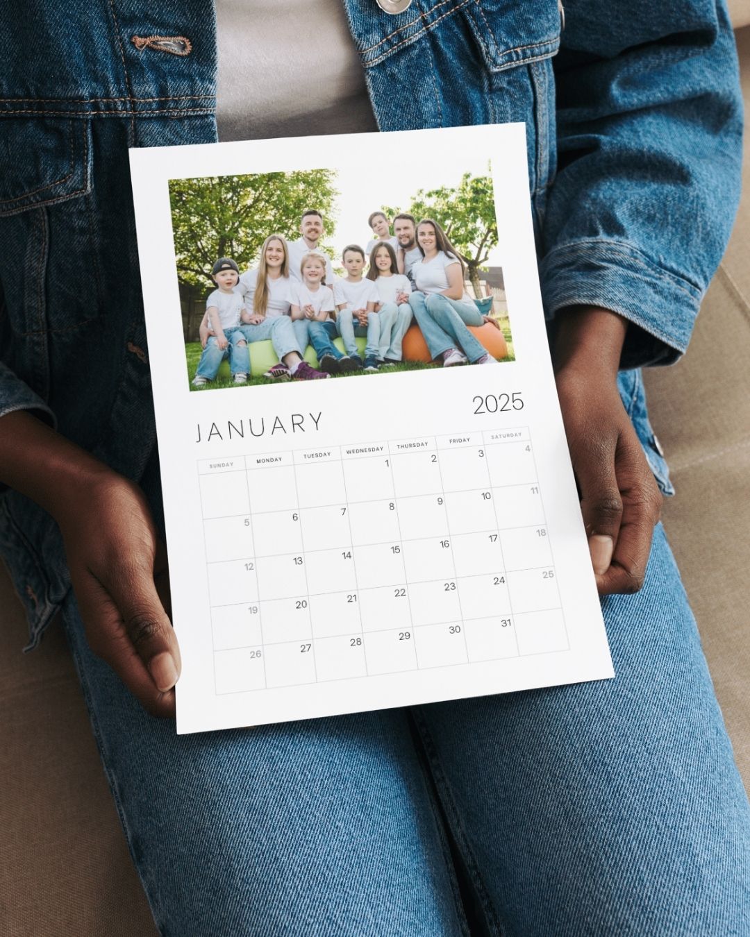 2025 Customizable Photo Calendar, Printable DIY Calendar in Canva, Photo Planner Template 2025, Custom Gift idea, Editable Photo Calendar