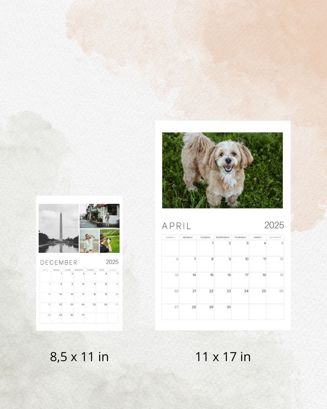 2025 Customizable Photo Calendar, Printable DIY Calendar in Canva, Photo Planner Template 2025, Custom Gift idea, Editable Photo Calendar